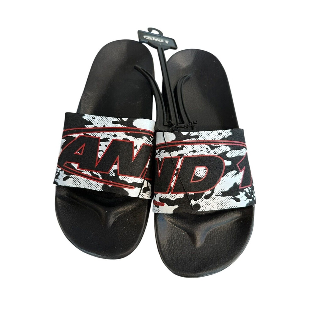 AND1 Shatter Black, Red And  White Mens Sandal Slide In Brand New Never‎ Worn